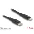 Delock Data and charging cable USB Type-C™ to Lightning™ for iPhone™, iPad™ and iPod™ black 0.5 m MFi
