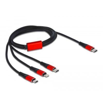 Delock USB Charging Cable 3 in 1 USB Type-C™ to Lightning™ / Micro USB / USB Type-C™ 1 m 2