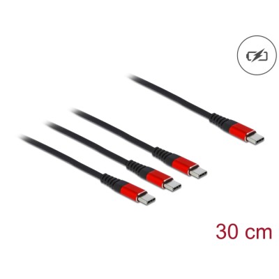 Delock USB Charging Cable 3 in 1 USB Type-C™ to 3 x USB Type-C™ 30 cm