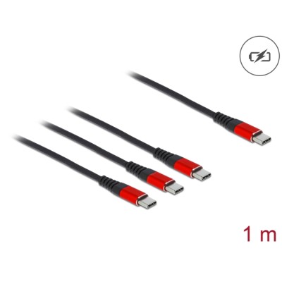 Delock USB Charging Cable 3 in 1 USB Type-C™ to 3 x USB Type-C™ 1 m