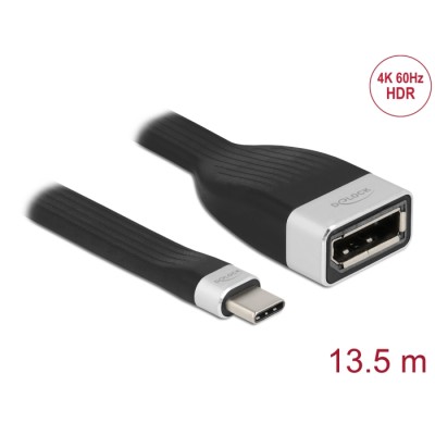 Delock FPC Flat Ribbon Cable USB Type-C™ to DisplayPort (DP Alt Mode) 4K 60 Hz 13.5 cm