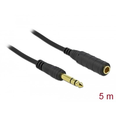 Delock Stereo Jack Extension Cable 6.35 mm 3 pin male to female 5 m black