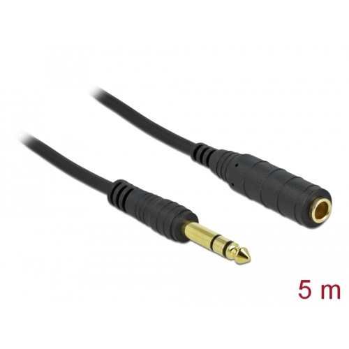 Delock Stereo Jack Extension Cable 6.35 mm 3 pin male to female 5 m black