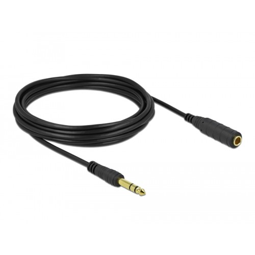 Delock Stereo Jack Extension Cable 6.35 mm 3 pin male to female 5 m black