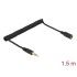 Delock Coiled Cable Extension 3.5 mm 3 pin Stereo Jack male to Stereo Jack female 1.5 m black