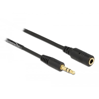 Delock Coiled Cable Extension 3.5 mm 3 pin Stereo Jack male to Stereo Jack female 1.5 m black 2
