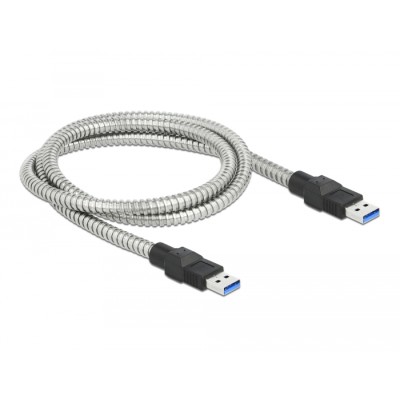 Delock USB 3.2 Gen 1 Cable Type-A male to Type-A male with metal jacket 1 m 2