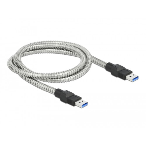 Delock USB 3.2 Gen 1 Cable Type-A male to Type-A male with metal jacket 1 m