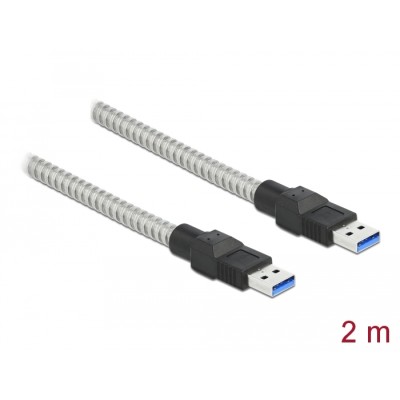 Delock USB 3.2 Gen 1 Cable Type-A male to Type-A male with metal jacket 2 m