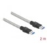 Delock USB 3.2 Gen 1 Cable Type-A male to Type-A male with metal jacket 2 m