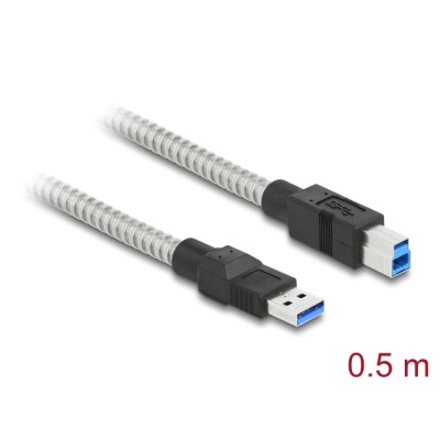 Delock USB 3.2 Gen 1 Cable Type-A male to Type-B male with metal jacket 0.5 m