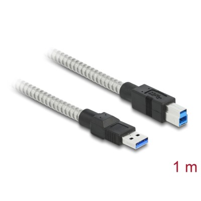 Delock USB 3.2 Gen 1 Cable Type-A male to Type-B male with metal jacket 1 m