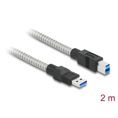 Delock USB 3.2 Gen 1 Cable Type-A male to Type-B male with metal jacket 2 m
