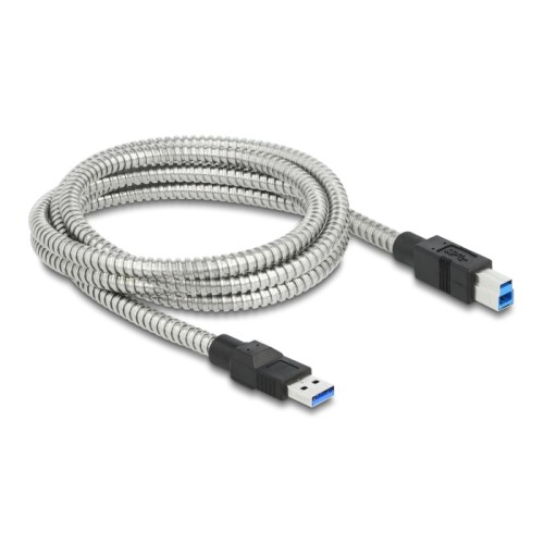 Delock USB 3.2 Gen 1 Cable Type-A male to Type-B male with metal jacket 2 m
