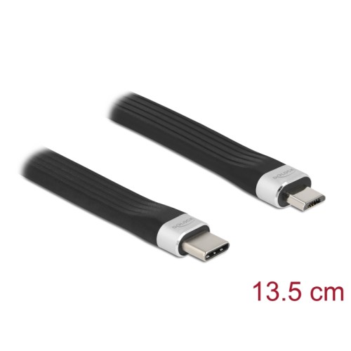 Delock USB 2.0 FPC Flat Ribbon Cable USB Type-C™ to USB Type Micro-B 13.5 cm PD 3 A