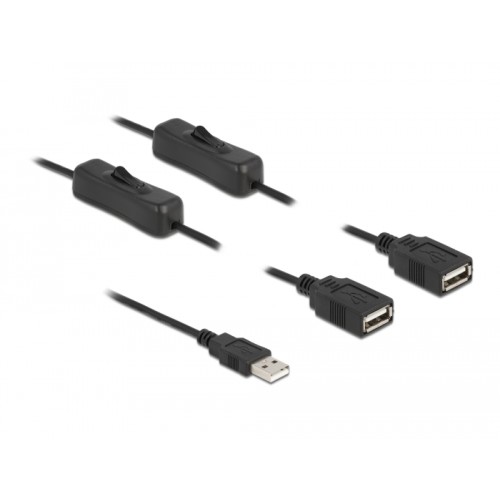 Delock Cable USB Type-A male to 2 x USB Type-A female with switch 1 m