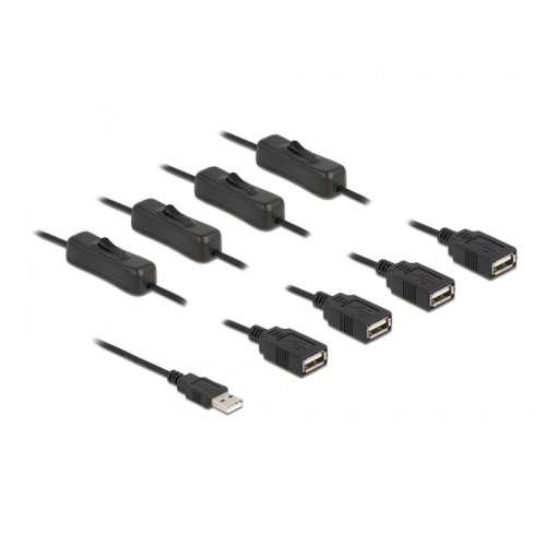 Delock Cable USB Type-A male to 4 x USB Type-A female with switch 1 m