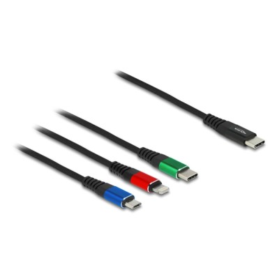 Delock USB Charging Cable 3 in 1 USB Type-C™ to Lightning™ / Micro USB / USB Type-C™ 30 cm
