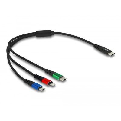 Delock USB Charging Cable 3 in 1 USB Type-C™ to Lightning™ / Micro USB / USB Type-C™ 30 cm 2
