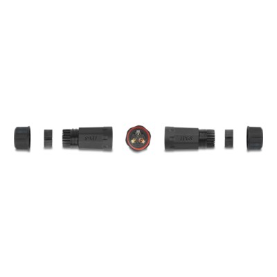 Delock Cable connector for outdoor 3 pin, IP68 waterproof, screwable, cable diameter 4.5 - 7.5 mm black 2