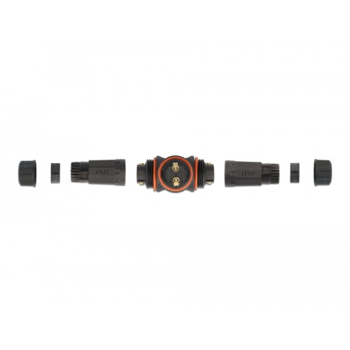 Delock Cable connector T-shape for outdoor 2 pin, IP68 waterproof, screwable, cable diameter 4.5 - 7.5 mm black