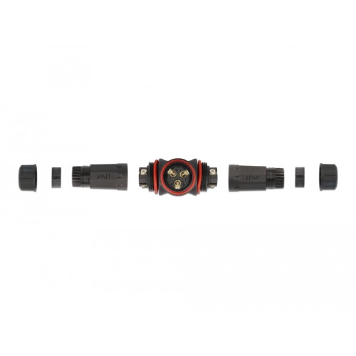 Delock Cable connector T-shape for outdoor 3 pin, IP68 waterproof, screwable, cable diameter 4.5 - 7.5 mm black