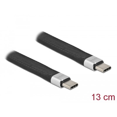 Delock USB 3.2 Gen 2 FPC Flat Ribbon Cable USB Type-C™ to USB Type-C™ 13 cm PD 5 A E-Marker
