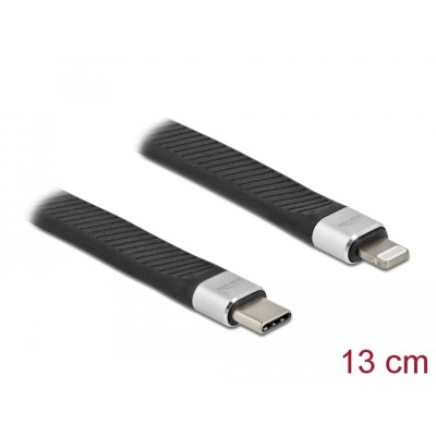 Delock FPC Flat Ribbon Cable USB Type-C™ to Lightning™ for iPhone™, iPad™ and iPod™ 13 cm