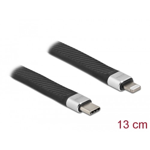 Delock FPC Flat Ribbon Cable USB Type-C™ to Lightning™ for iPhone™, iPad™ and iPod™ 13 cm