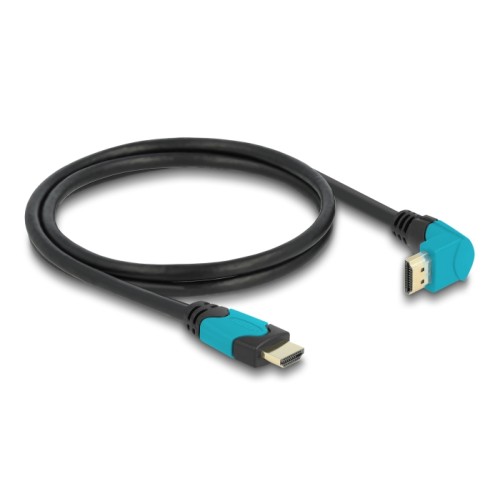 Delock High Speed HDMI cable male straight to male 90° downwards angled 48 Gbps 8K 60 Hz 1 m