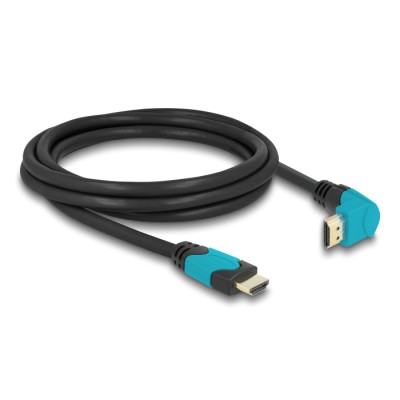 Delock High Speed HDMI cable male straight to male 90° downwards angled 48 Gbps 8K 60 Hz 2 m 2