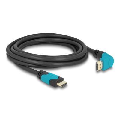 Delock High Speed HDMI cable male straight to male 90° downwards angled 48 Gbps 8K 60 Hz 3 m 2