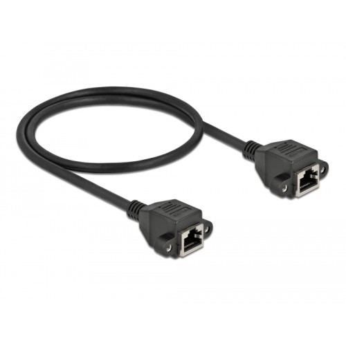 Delock Network Extension Cable S/FTP RJ45 jack to RJ45 jack Cat.6A 50 cm black