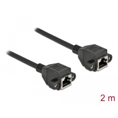 Delock Network Extension Cable S/FTP RJ45 jack to RJ45 jack Cat.6A 2 m black