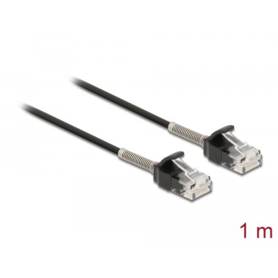 Delock Cable RJ45 plug to RJ45 plug with bend protection Cat.6A 1 m black