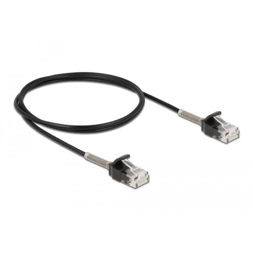 Delock Cable RJ45 plug to RJ45 plug with bend protection Cat.6A 1 m black
