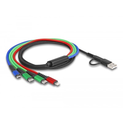Delock USB Charging Cable 4 in 1 USB Type-A + USB-C™ to Lightning™ / Micro USB / 2 x USB Type-C™ 1.20 m 2
