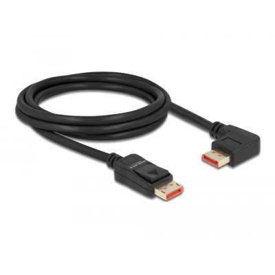 Delock DisplayPort cable male straight to male 90° left angled 8K 60 Hz 2 m 2