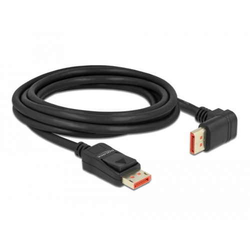 Delock DisplayPort cable male straight to male 90° upwards angled 8K 60 Hz 3 m