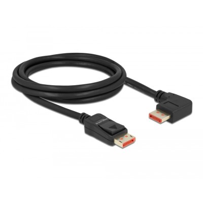 Delock DisplayPort cable male straight to male 90° right angled 8K 60 Hz 2 m 2