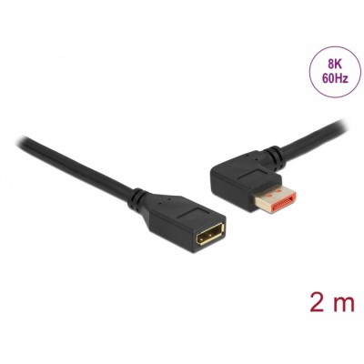 Delock DisplayPort extension cable male 90° left angled to female 8K 60 Hz 2 m