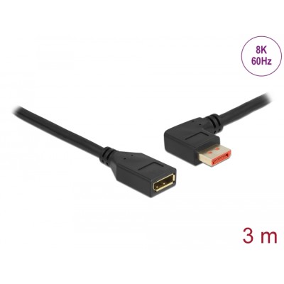 Delock DisplayPort extension cable male 90° left angled to female 8K 60 Hz 3 m