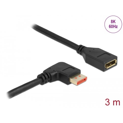 Delock DisplayPort extension cable male 90° right angled to female 8K 60 Hz 3 m