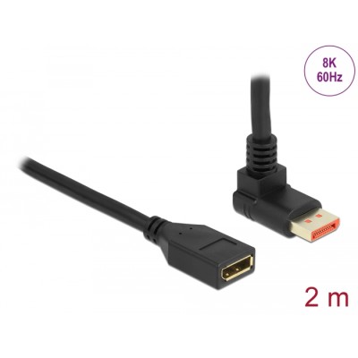 Delock DisplayPort extension cable male 90° upwards angled to female 8K 60 Hz 2 m