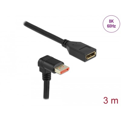 Delock DisplayPort extension cable male 90° downwards angled to female 8K 60 Hz 3 m