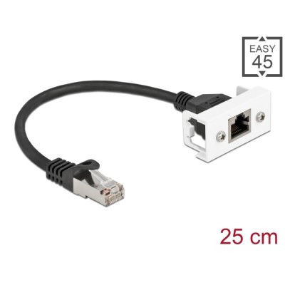 Delock Network Extension Cable for Easy 45 Module S/FTP RJ45 plug to RJ45 jack Cat.6A 25 cm black