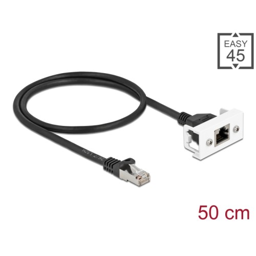Delock Network Extension Cable for Easy 45 Module S/FTP RJ45 plug to RJ45 jack Cat.6A 50 cm black