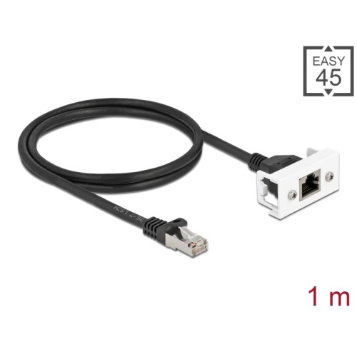 Delock Network Extension Cable for Easy 45 Module S/FTP RJ45 plug to RJ45 jack Cat.6A 1 m black