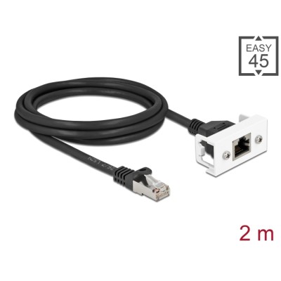 Delock Network Extension Cable for Easy 45 Module S/FTP RJ45 plug to RJ45 jack Cat.6A 2 m black