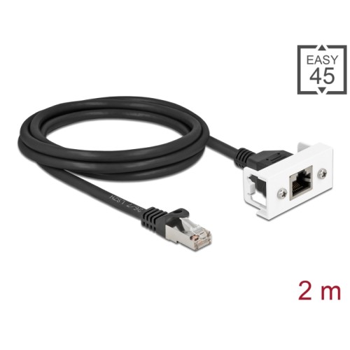 Delock Network Extension Cable for Easy 45 Module S/FTP RJ45 plug to RJ45 jack Cat.6A 2 m black